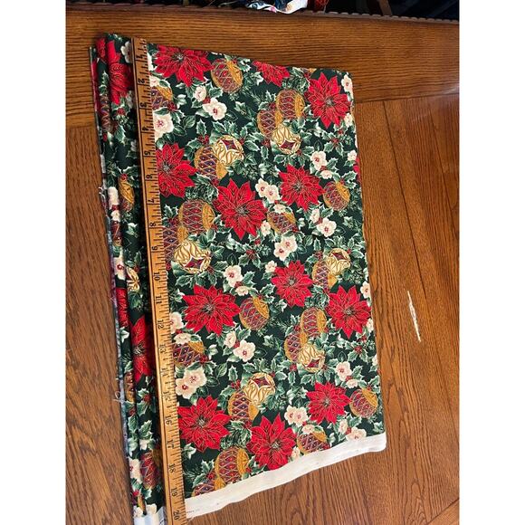 Woodland Splendor Poinsettia Ornament Holiday Gold Christmas Fabric 2.5 Yd X 42” - Picture 6 of 6